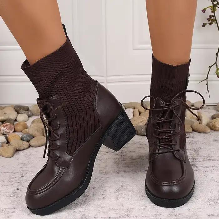 Bottines Vintage à talons épais pour femmes