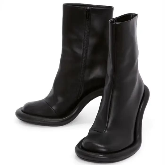 Bottes courtes en denim à fermeture éclair latérale pour femmes