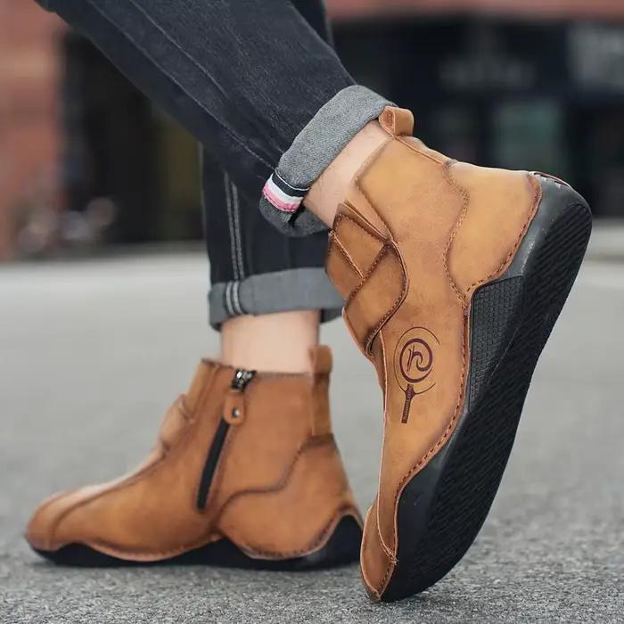 Automne et hiver nouveaux hommes bottes courtes 2025 britannique classique rétro fond plat coton chaussures en plein air affaires chaussures de ville