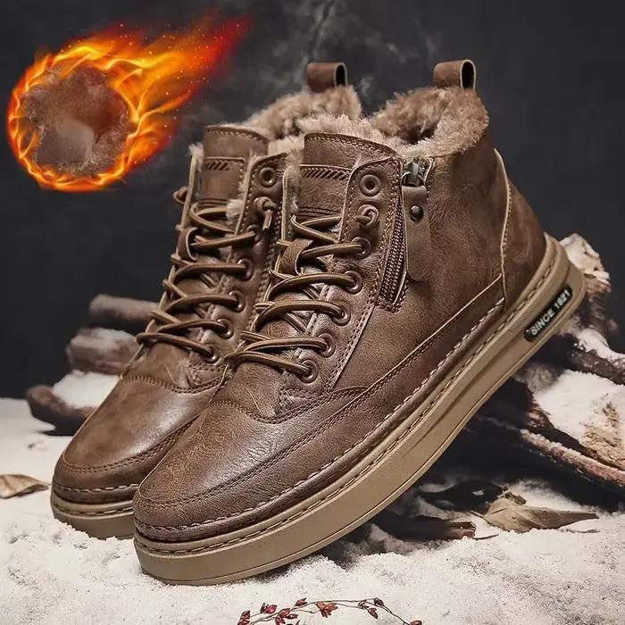 Bottes en cuir avec fermeture éclair pour homme