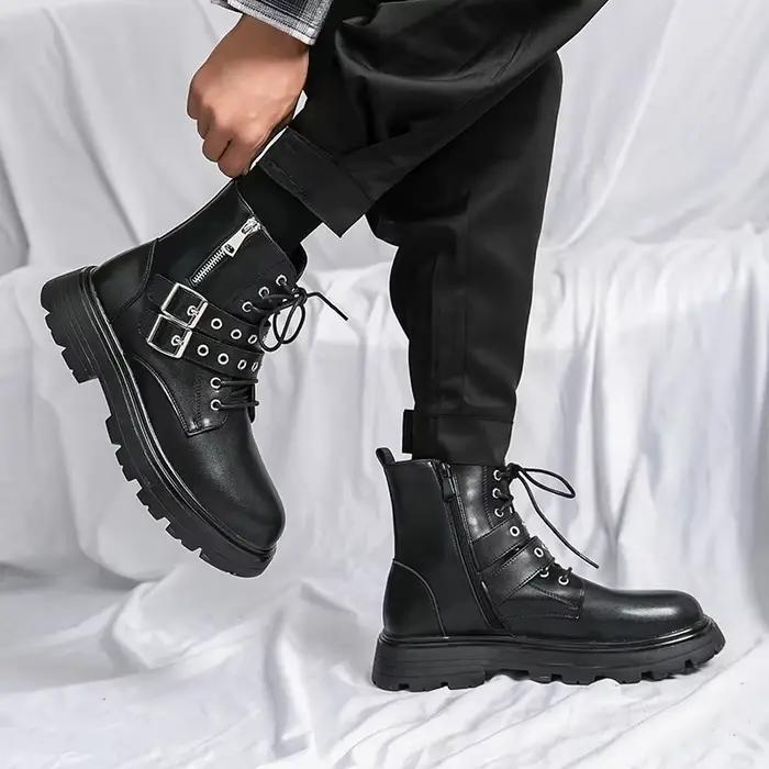 Nouvelle marque de luxe noir hommes Chelsea bottes gothique Biker
