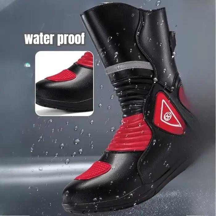 Bottes de moto pour hommes, haute tige, coupe-vent, imperméables, anti-collision, respirantes, antidérapantes, pour une conduite en plein air sécurisée