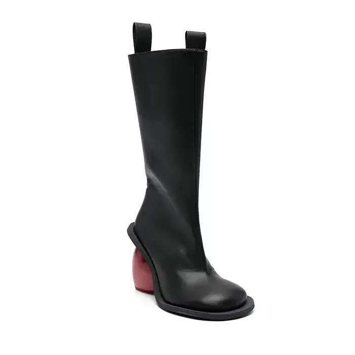 Bottines mi-hautes en cuir véritable pour femmes