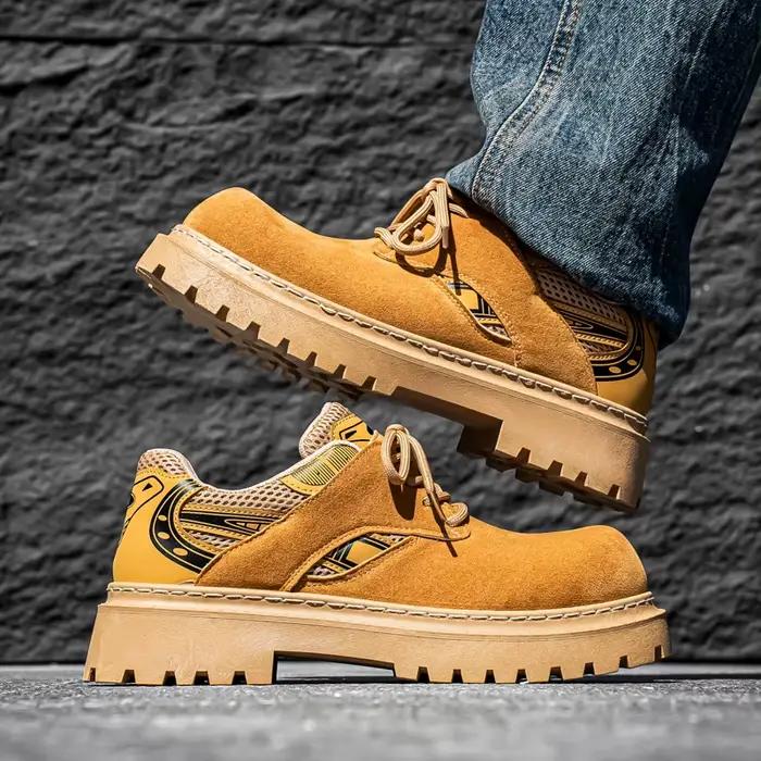 Automne hommes plate-forme chaussures en daim cuir chaussures de travail Design de mode à lacets haute qualité Sneaker décontracté britannique chaussure extérieure 39-44