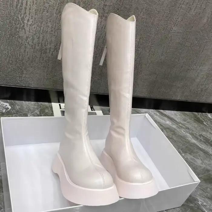 Bottes de chevalier en cuir véritable pour femmes