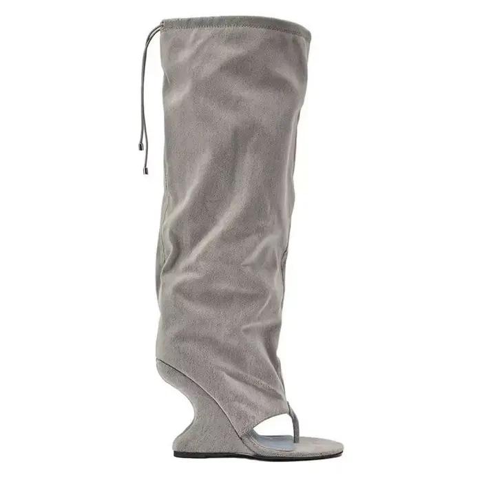 Bottes Gioio en cuir synthétique pour femmes, talons inclinés irréguliers, bout à clip, haute cheville, printemps automne, élégance chic pour femmes occasions spéciales