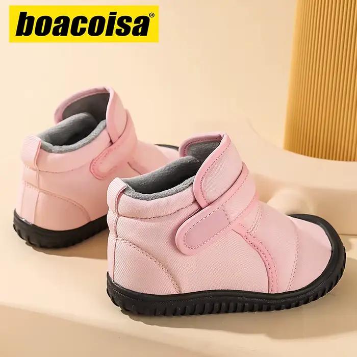 Bottes courtes d'hiver pour enfants, chaussures d'extérieur antidérapantes, imperméables, en peluche douce, pour filles et garçons, baskets chaudes et imperméables pour enfants