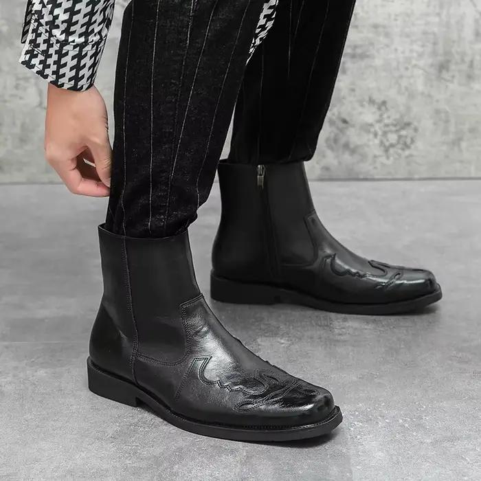 StephanBoots-Bottes de cowboy en cuir véritable pour hommes