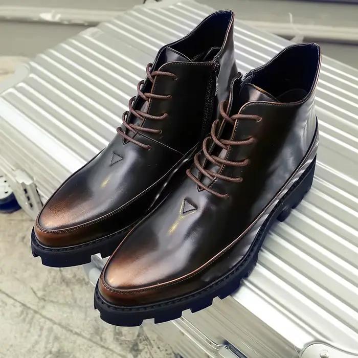 Bottes de neige d'hiver en cuir pour hommes