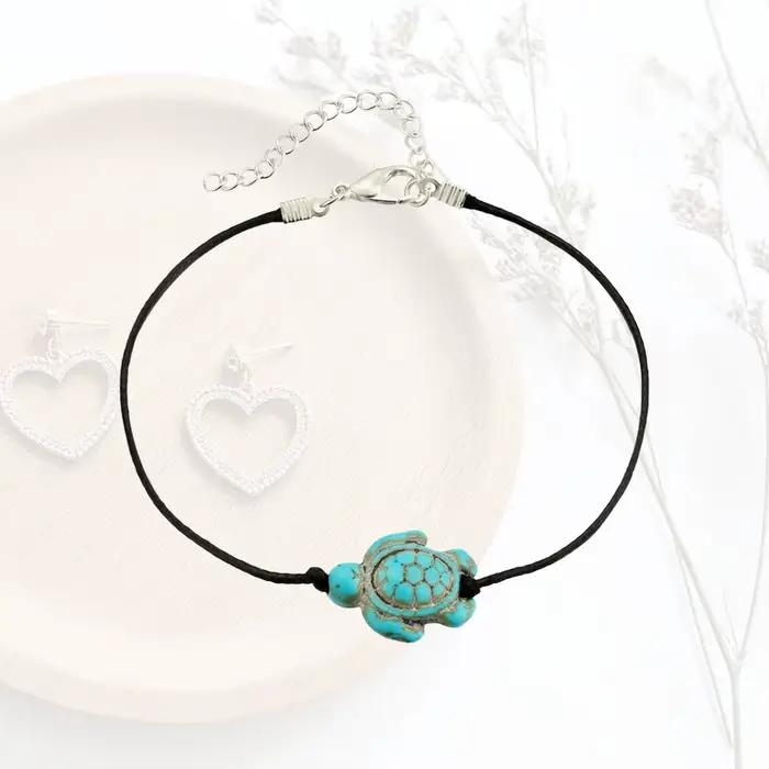 Tortue cheville bijoux bracelets de cheville pied pendentif chaîne Boutique noir Turquoise femme