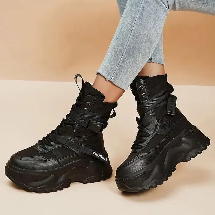 Bottines confortables à plateforme épaisse Y2K pour femme