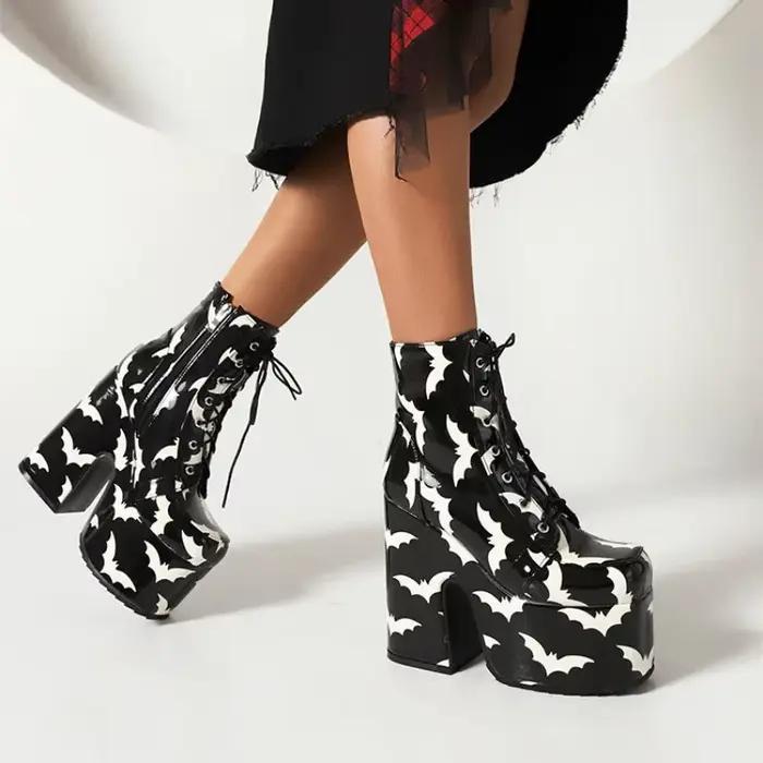 Bottes arc-en-ciel à plateforme à lacets pour femmes