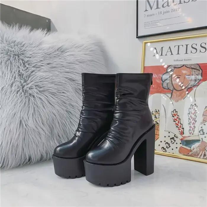 2025 hiver femmes bottes imperméable plate-forme superficie pliable fermeture éclair talon épais