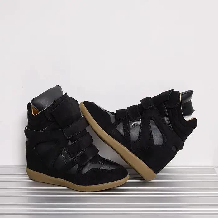 Bottines en cuir véritable talon invisible 8cm plateforme baskets décontractées pour femmes augmentant la taille occasions spéciales