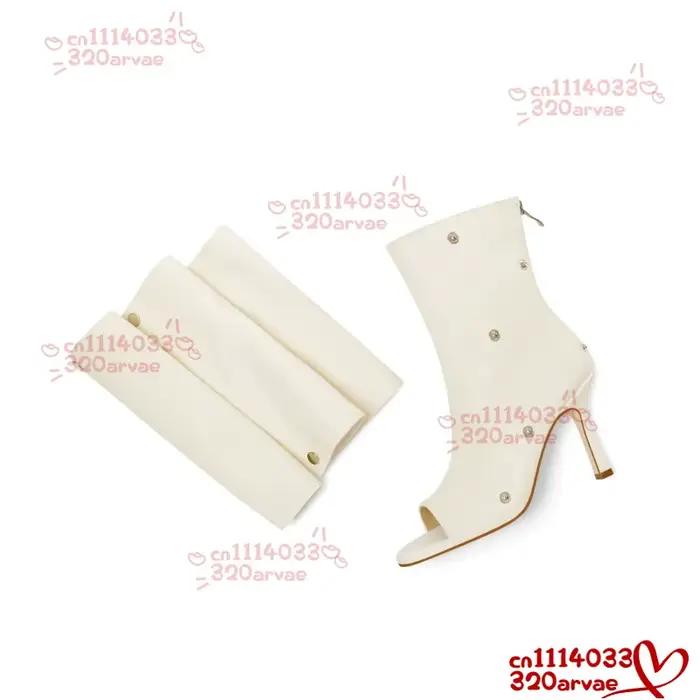 Bottes mi-mollet plissées à talon haut pour femme 2026 avec fermeture éclair arrière, en tissu à carreaux de style européen et américain, modèle bouche de poisson, tendance