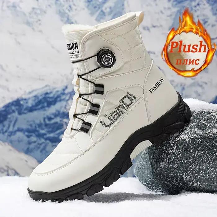 Bottes d'hiver pour homme design mi-mollet doublure fourrure chaude et confortable pour sports et usage quotidien
