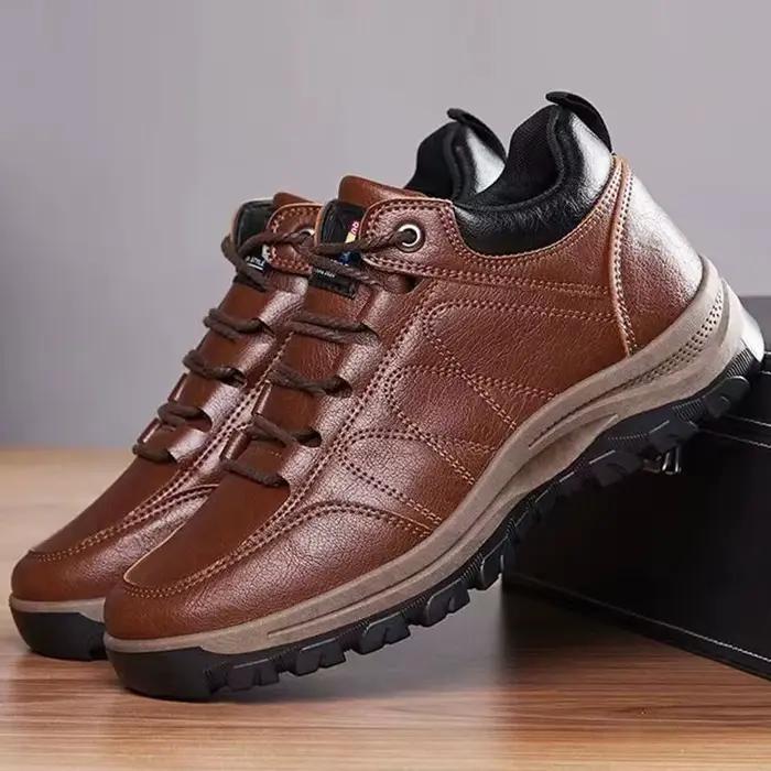 Chaussures de randonnée homme hiver cuir bout rond semelle épaisse caoutchouc confort randonnée plein air bottes de sport occassions spéciales