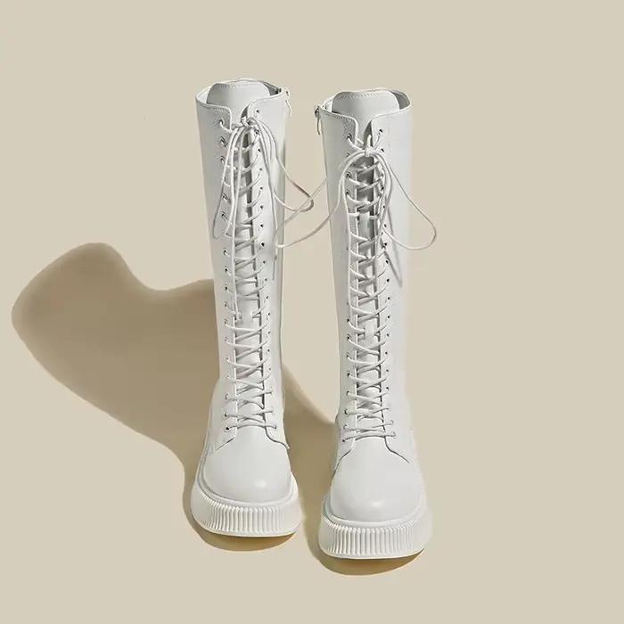 Bottes de chevalier à lacets pour femmes
