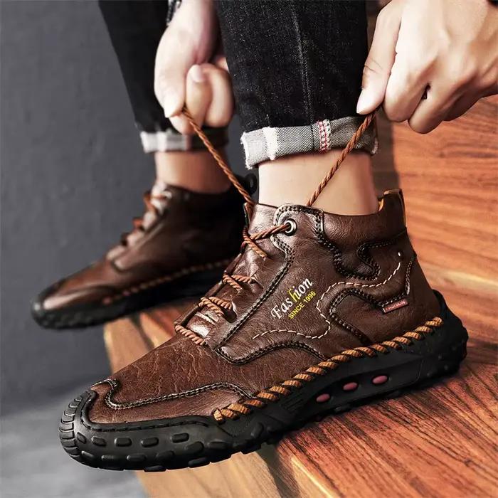 Bottes en cuir véritable pour hommes