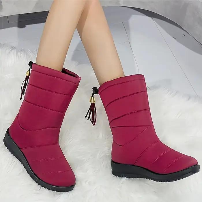 Bottes de neige mi-mollet imperméables pour femmes