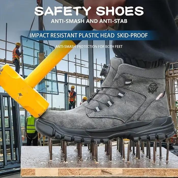 Bottes de sécurité montantes pour travaux de jardinage, anti-écrasement, anti-perforation, avec boucle rotative et embout en acier, chaussures de protection