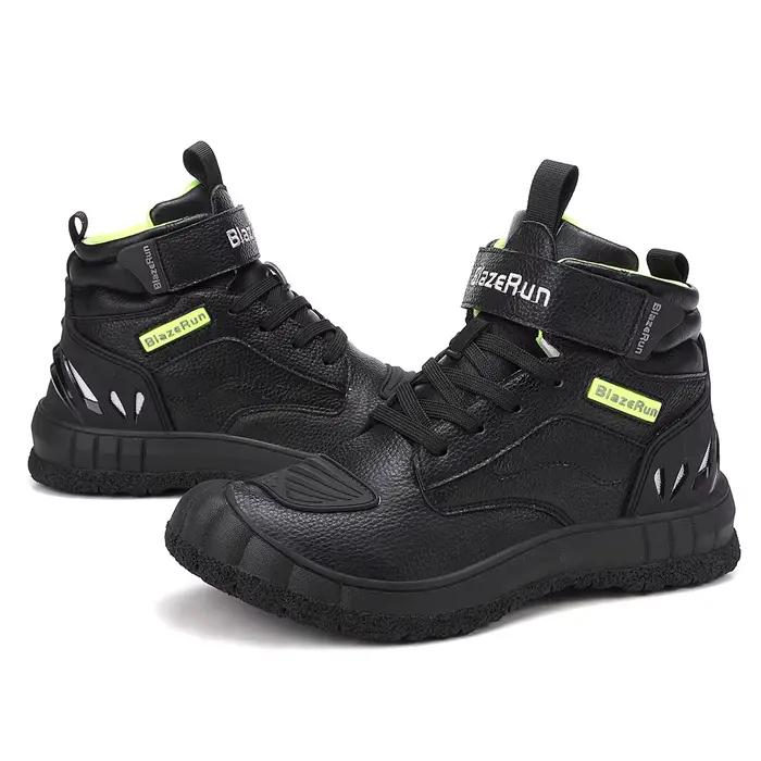 Bottes de moto en cuir pour hommes