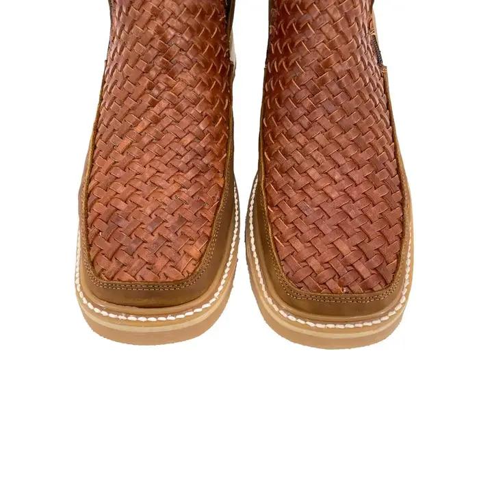 Bottes Chelsea en cuir tressé marron pour homme