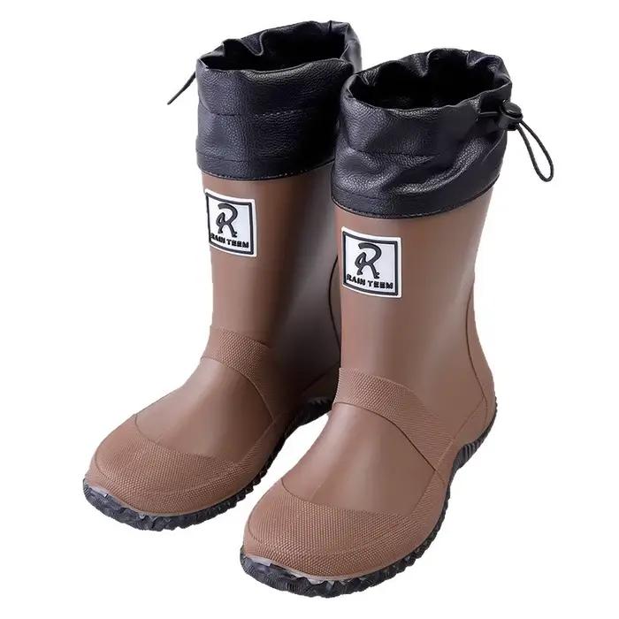 Bottes de pluie pliables tendance unisexe pour le camping en extérieur, chaussures de cuisine polyvalentes à enfiler, antidérapantes, grande taille, semelle souple, pour couple