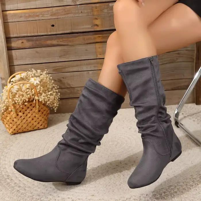 Bottes mi-mollet en Faux daim pour femmes