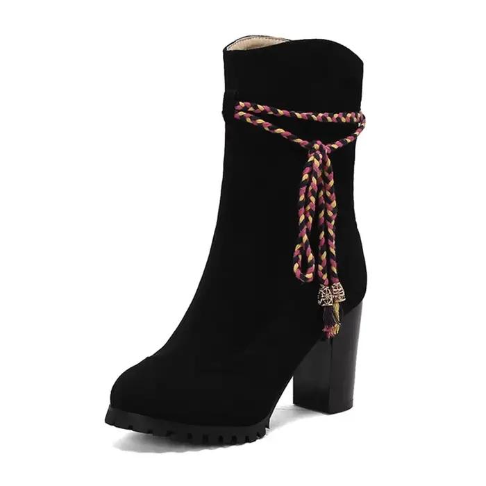 Botas De Mujer femmes bottes mode bout rond zip gland automne hiver talons hauts plate-forme bottes grande taille 33 49 50 T703-10