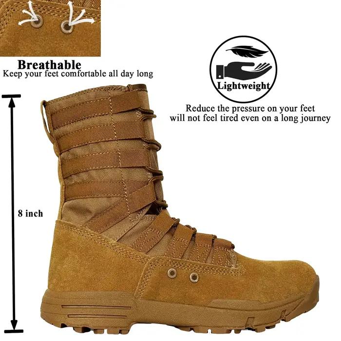 Bottines de combat tactiques légères en cuir pour hommes, style rétro, mi-mollet, printemps automne, confort respirant, idéal pour randonnée et loisirs户外活动轻便战术靴，适合男性，复古风格，优质真皮，透气舒适，适用于春季和秋季，徒步旅行和休闲的理想选择