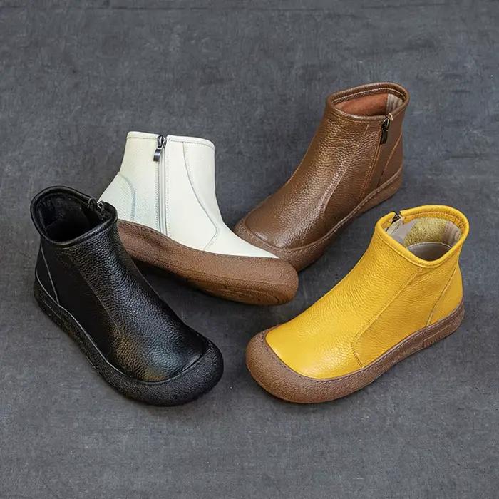 Bottes montantes en cuir de vache pour femmes
