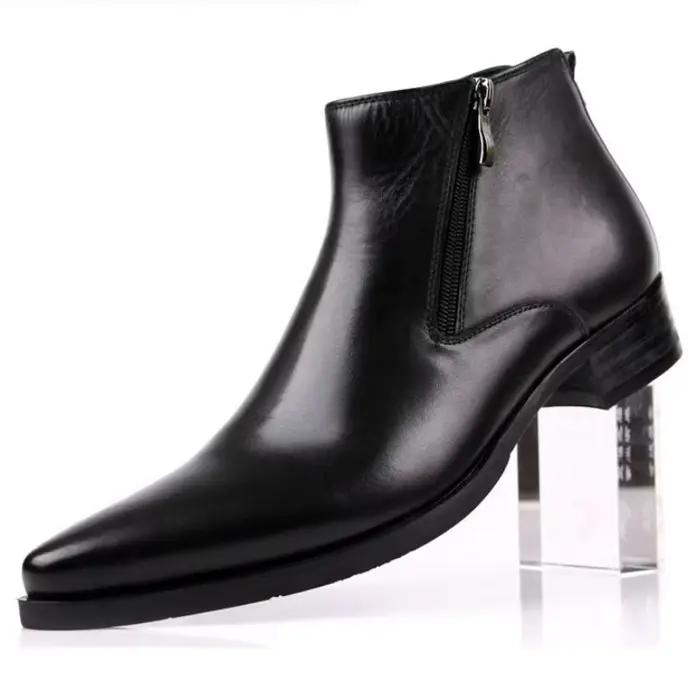 Bottes courtes formelles anglaises en cuir véritable pour homme, style britannique, bout pointu, ajustement parfait, semelle en caoutchouc, doublure en cuir, chaussures élégantes pour toutes les occasions