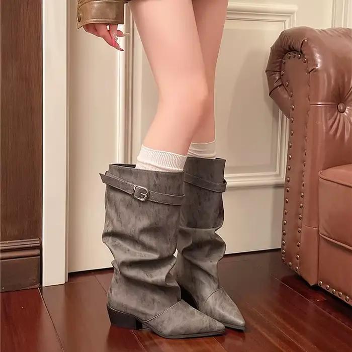 Bottes de boxe de Ballet à semelles épaisses pour femmes, bottes de chasse de canard améliorées avec boucle de ceinture, bottes courtes Design