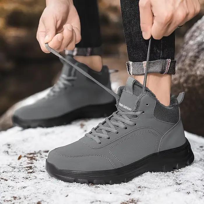 ELUVA Bottes de neige thermiques pour hommes Bottes d'hiver imperméables Chaussures de randonnée légères en peluche isolées antidérapantes Bottes de travail confortables