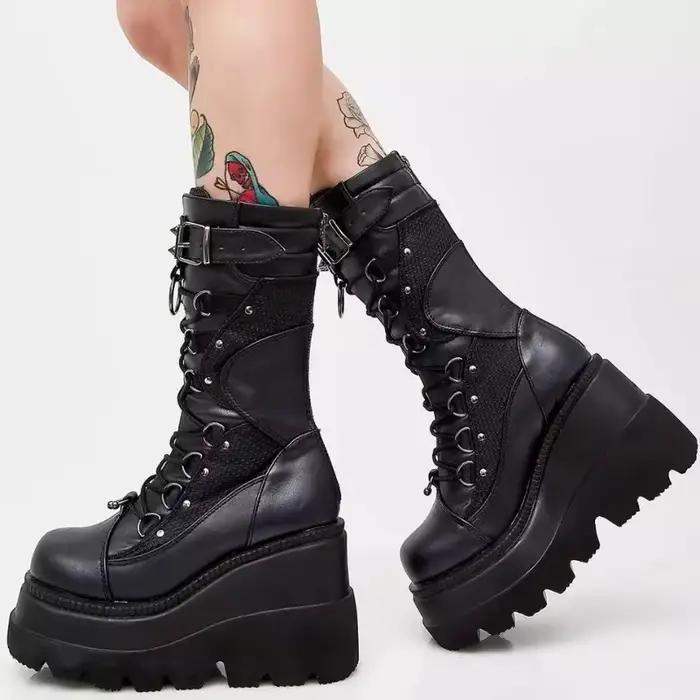 Bottes hautes mi-mollet cosplay pour femmes