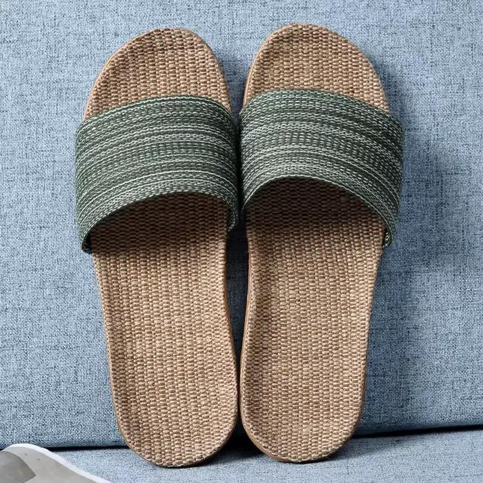 Pantoufles en lin pour femmes, chaussures d'été pour amoureux d'intérieur, antidérapantes, chaussures de sol épaisses pour hommes, sandales d'été en coton et lin