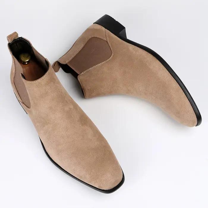Bottines courtes Chelsea montantes pour hommes, chaussures d'hiver à petite tête carrée, à la mode, bottines polyvalentes, nouvelle collection
