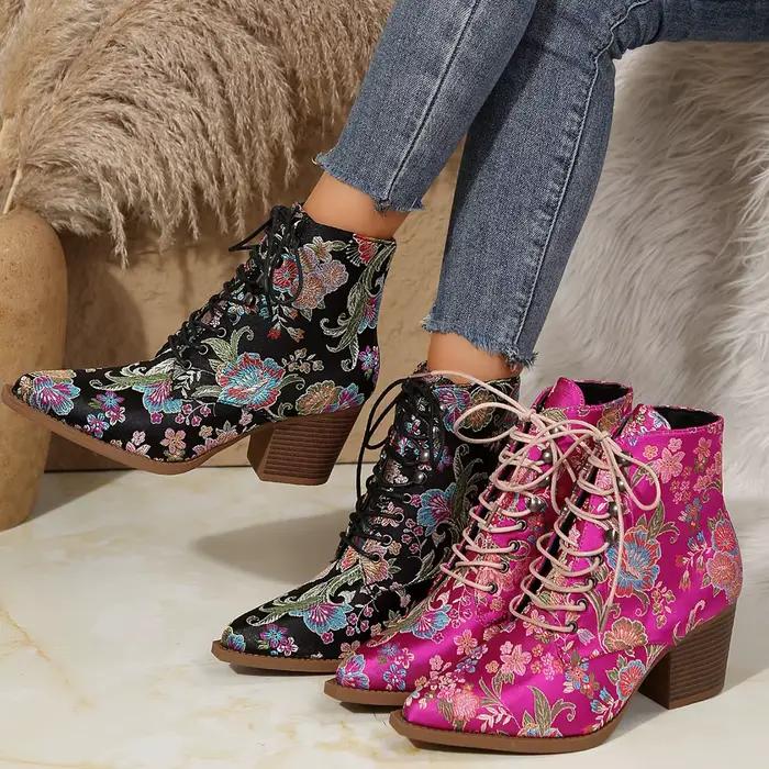 Bottines ethniques à bout pointu pour femmes