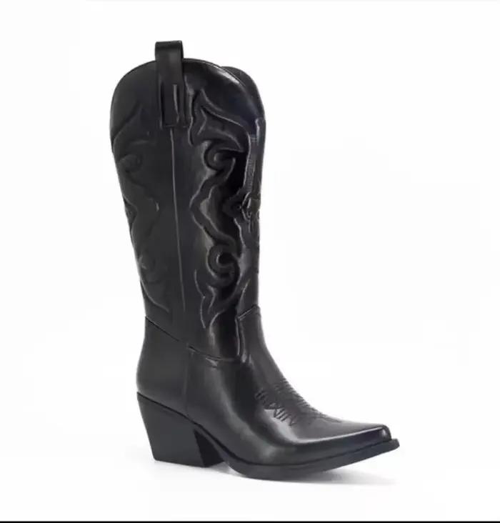 Bottes de cowboy pour femmes élégantes et sexy, bottes courtes européennes chaudes, talon épais, mode 2023 occasions spéciales