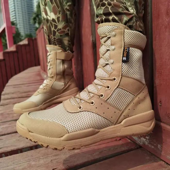 Bottes de Combat ultralégères à fermeture éclair pour hommes et femmes, chaussures d'escalade en plein air respirantes, bottes tactiques militaires de randonnée dans le désert, été