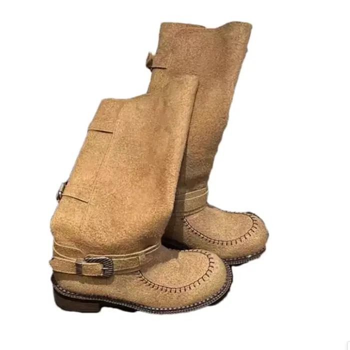 Bottes longues pour femmes chaussures à talons mi-hauts De créateur hiver grosses