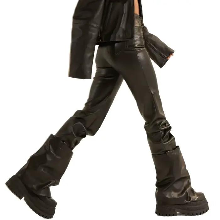 Bottes en cuir amples pour femmes