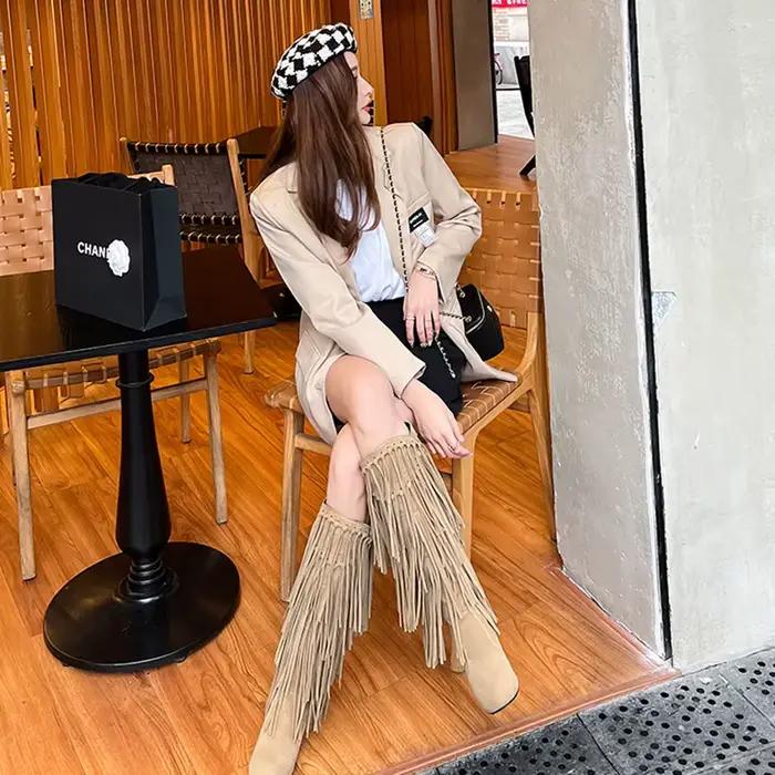 Bottes de princesse à talons hauts et col en V pour femmes