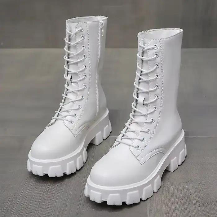 Bottes gothiques à plateforme en cuir PU pour femmes