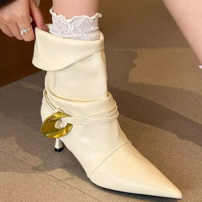 Bottes à poils extensibles à bout pointu pour femmes
