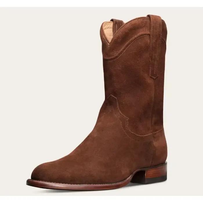 Bottes Chelsea en daim à talon bas pour femme