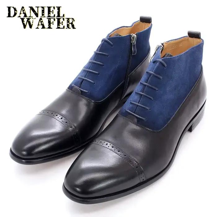 Bottes de rinçage pointues en daim pour hommes