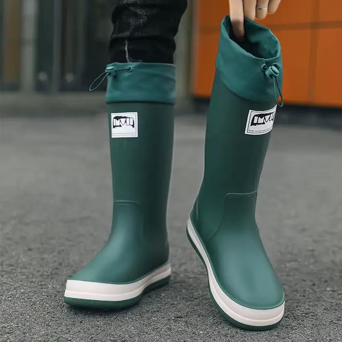 Bottes de pluie décontractées pour hommes, haute tige, quatre saisons, légères, imperméables, antidérapantes, pour la pêche en plein air, le jardinage et le travail.