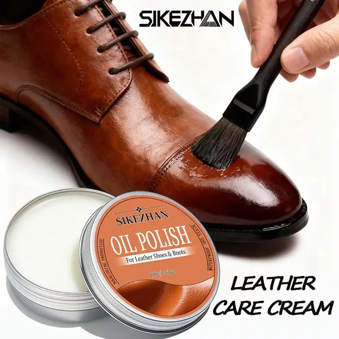 Huile de polissage pour chaussures en cuir la plus fine – Crème d'entretien pour chaussures et bottes en cuir, nourrit, restaure la brillance, imperméable et protégée
